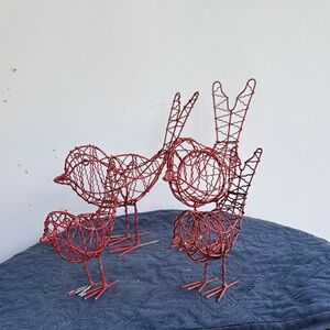 Bird Sculptures made of galvanized wire - 4-Piece Decorative Nesting Birds